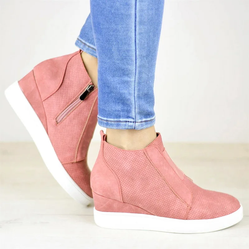 HEFLASHOR/популярные женские кроссовки; коллекция года; дышащая Вулканизированная обувь на танкетке; женская повседневная обувь из искусственной кожи; tenis feminino