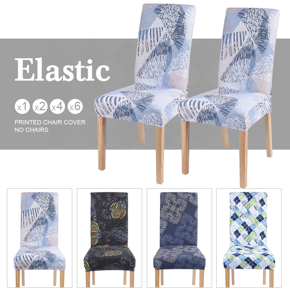 1 шт. Чехол для стула с цветочным принтом Эластичный чехол обеденного сиденья
