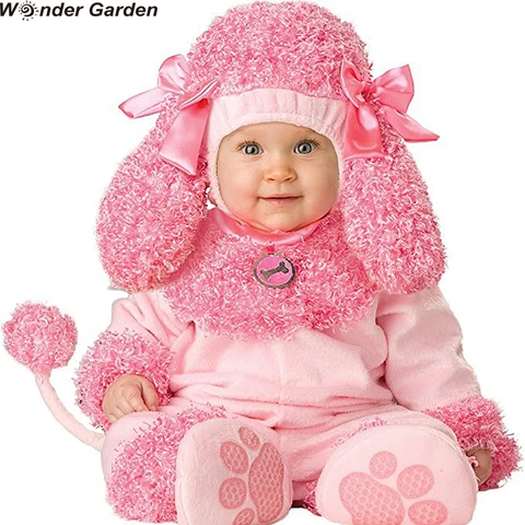 Wonder Garden/розовый пушистый костюм собаки для маленьких девочек; Карнавальный костюм на Хэллоуин; Праздничный костюм Пурима