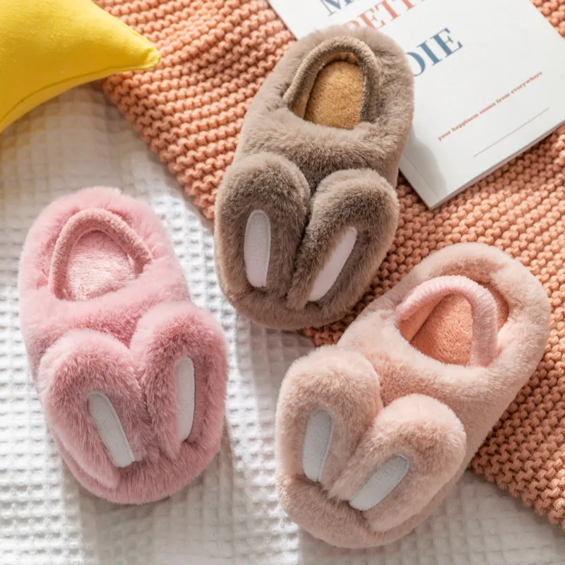 Детские пушистые тапочки плюшевая хлопковая обувь с кроликом детские домашние