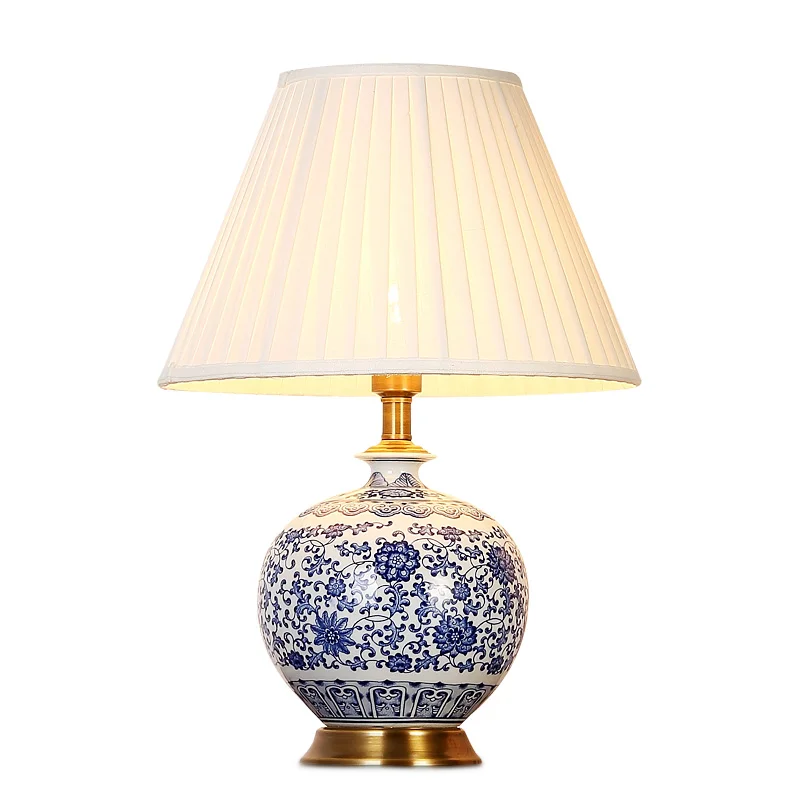 

ceramic table lamp night lamp blue table lamps for bedroom for living room bedroom lamp Vintage home decoration WF1019