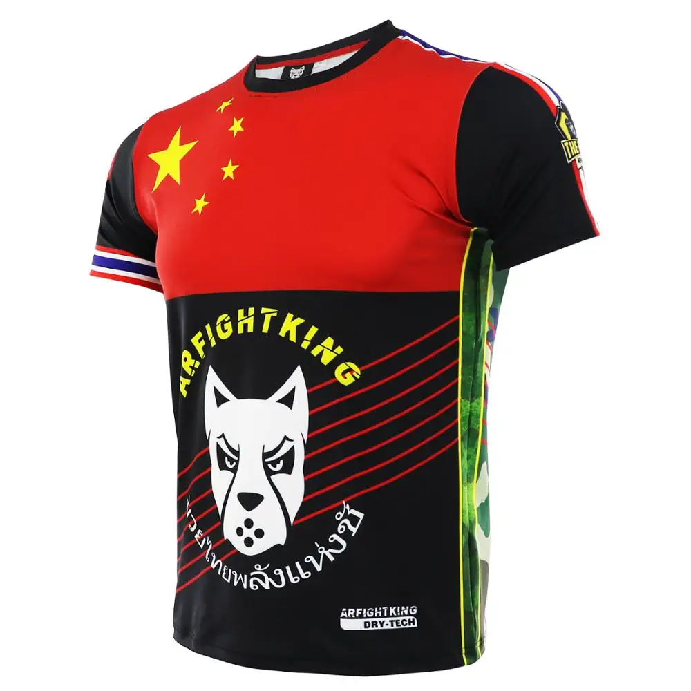 ARFIGHTKING Muay Thai T-shirt fitness Mixed martial arts training MMA stretch fight sport short sleeve | Спорт и развлечения
