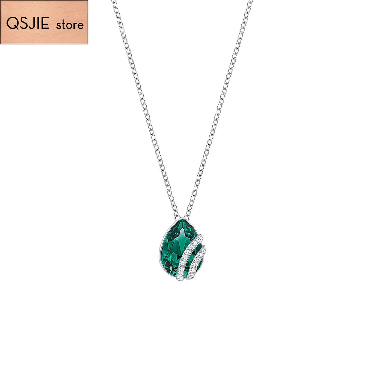 

QSJIE High quality SWA new pear crystal elegant necklace fashion charm necklace Charming fashion jewelry