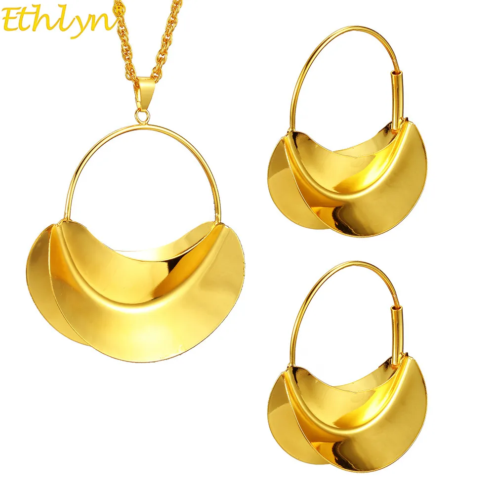 Ethlyn Золотая медная сумка с Сенегалом геометрической формы колье серьги Кулон