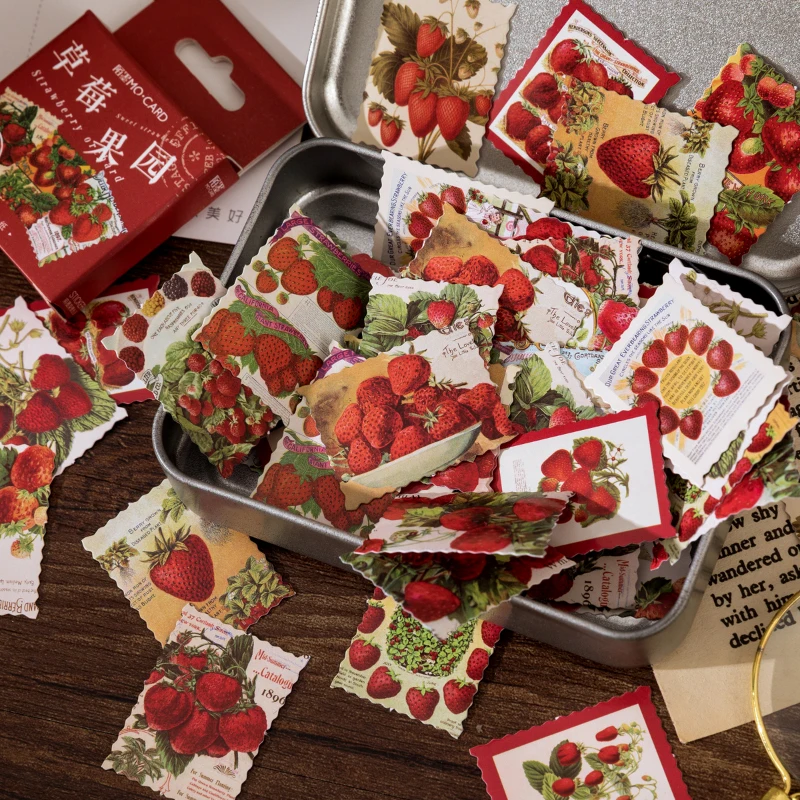 

46pcs Kawaii Strawberry Orchard Sticky Deco Stationery Scrapbooking Decorative Background Stickers Self-adhesive Sticky Notes