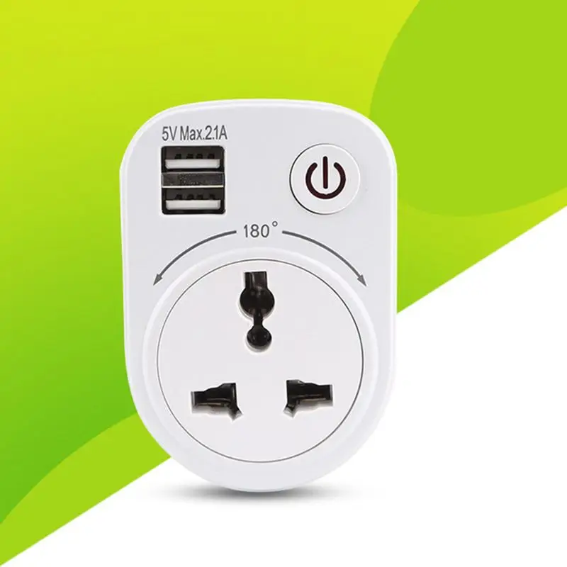 

Adapter Dual USB 5V 2.1A VIE Charger Charging Ports 1 AC Socket Conversion Plug