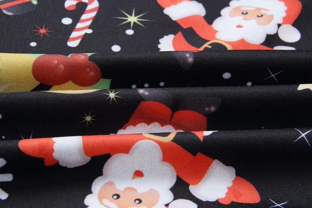 

Christmas Deer Santa Claus Print Dress Women 2021 Autumn Winter Gauze Spliced Half Sleeve V Collar Ladies High Waist Party Dress