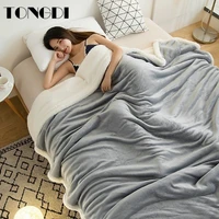 tongdi plush blanket super soft warm elegant fannel cashmere woolen blanket decor for winter couch cover bed sofa bedspread