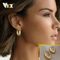 vnox geometric oval earrings for women party office wear jewelry gold color metal hoop ear clip accessory gift to her
