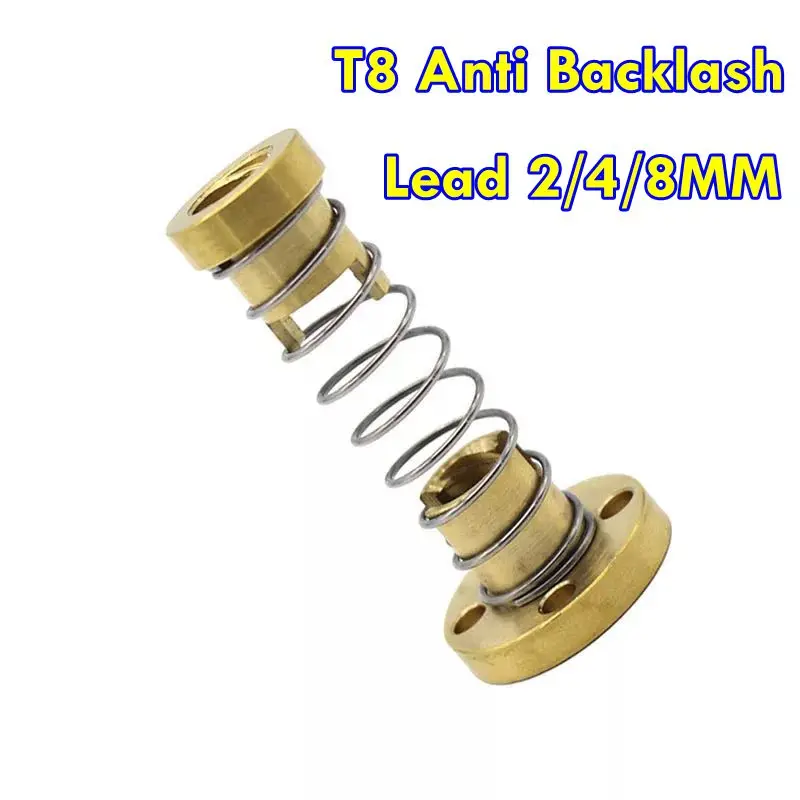 Детали для 3D принтера T8 Противоударная пружинная гайка устраняющая зазор 2 мм/4