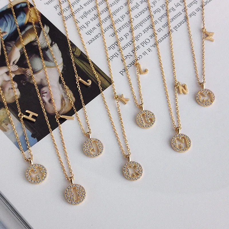 

26 Letters S925 Silver Ladies New Punk Style Zircon Inlaid English Alphabet Necklace Girl's Clavicle Chain Gift
