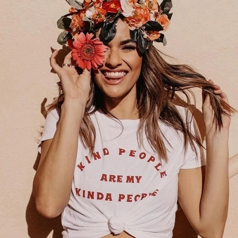 Модные летние футболки с надписью Kind People Are My a женская футболка принтом 90s слоган