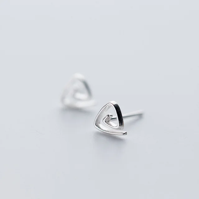 Triangle Trusta, 925 пробы, серебряные ювелирные изделия, модные, крошечные, 6 мм X 6 мм, полые, круглые, треугольные серьги-гвоздики, подарок для девочек, детей, леди, DS285 - Окраска металла: Triangle