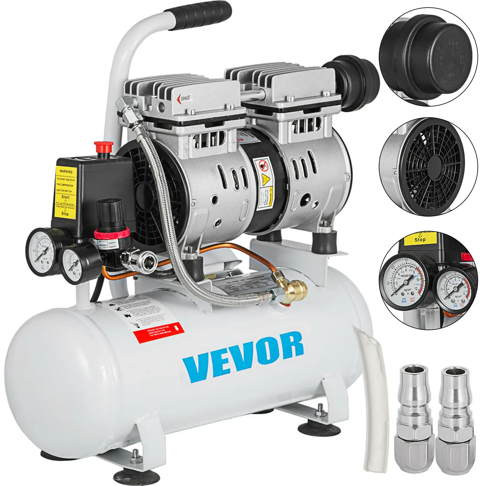 Бесшумный шепот для компрессора безмасляный воздушный компрессор манометр