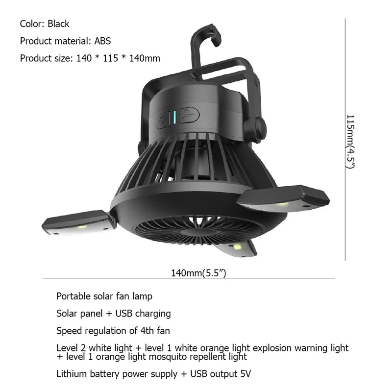 

86LIGHT Solar Portable Lanterns With Fan Outdoor Camping Lamp