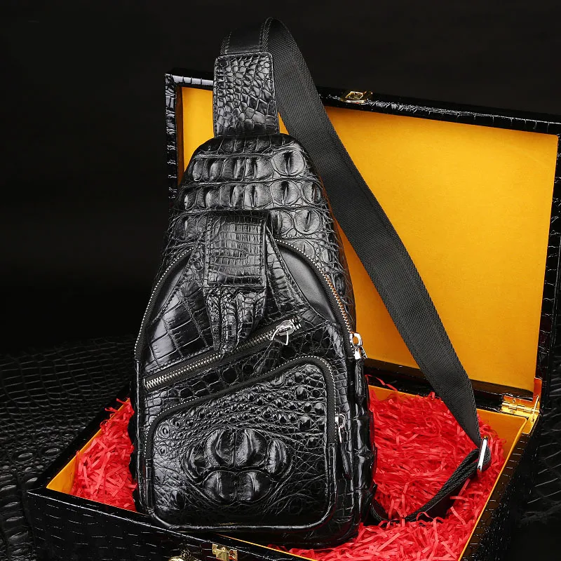 Нагрудная сумка McParko Мужская из натуральной кожи крокодила в стиле хип-хоп | Багаж