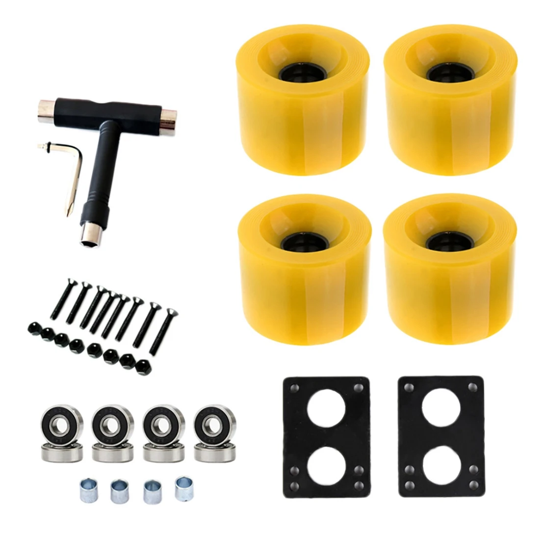 

82A Skateboard Wheels Replacement with Bearings Longboard PU Wheels Cruiser Wheels Street Upgrade Replacement