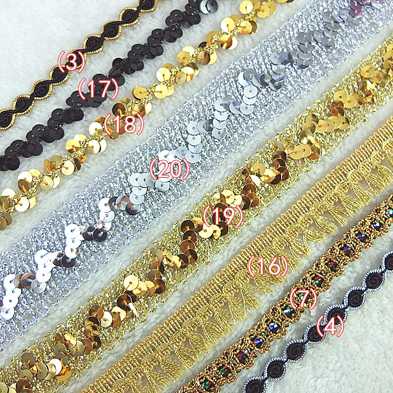 Новейшая Высококачественная лента серебристая золотистая кружевная ткань гипюр