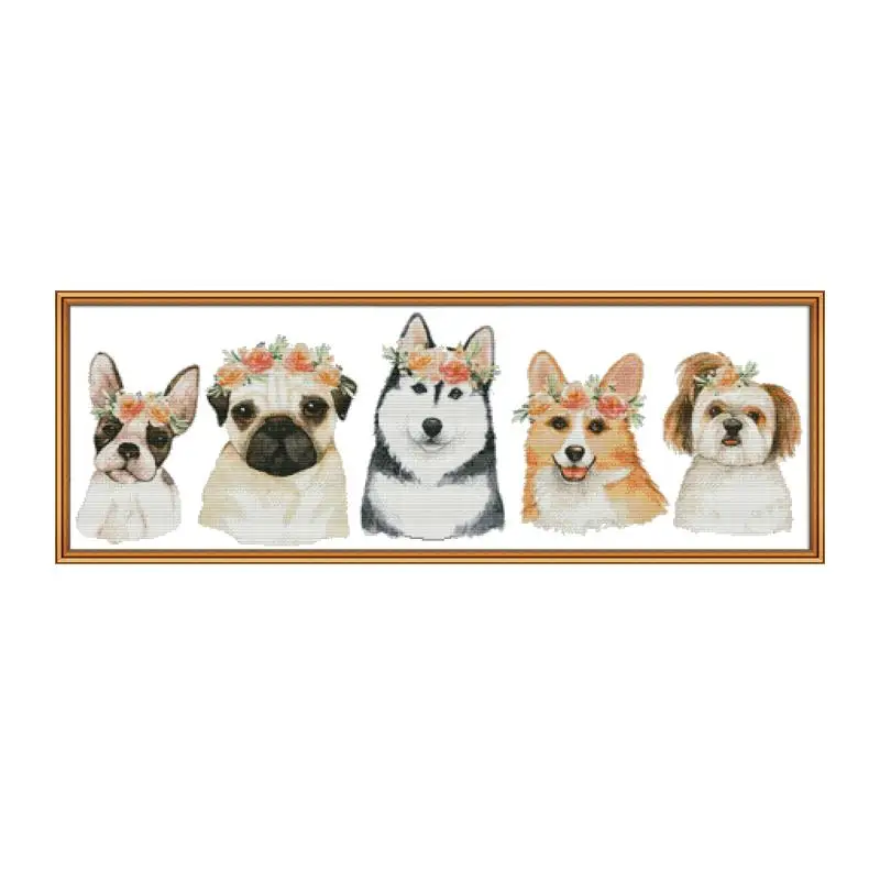 

Joy Sunday Dog Patterns Cross Stitch Kits Sale 14CT 11CT Aida Counted Printed Canvas DMC DIY Handmade Embroidery Needlework Sets