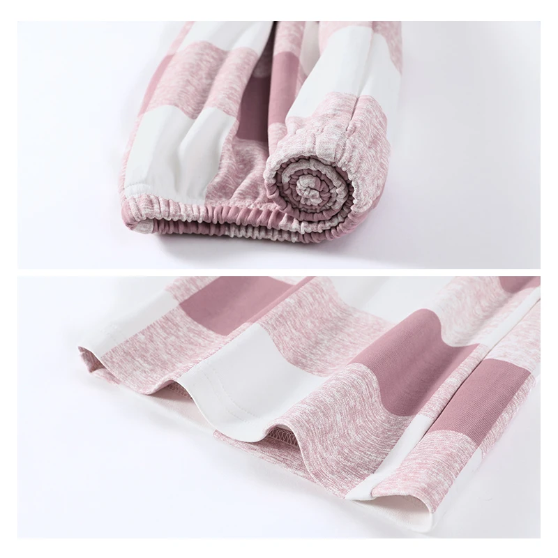 

MELIFLE Spring Pink Kawaii Pajamas Sets for Women Autumn 100% Cotton PJS Satin Sleepwear Atoff Home Fashion Silk Soft Nightwear