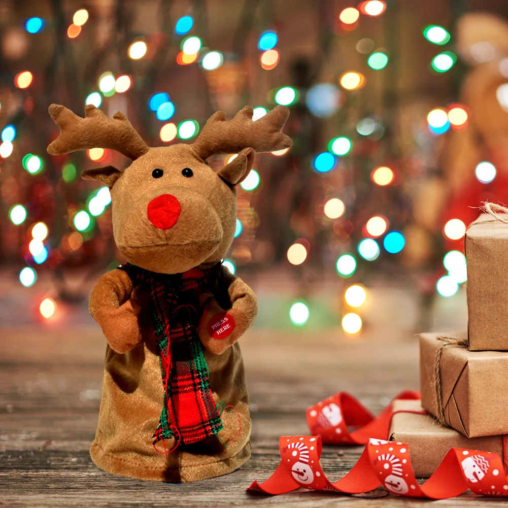 

Рождественский Электрический Поющий танцующий олень Рождественский лось музыкальные детские игрушки Рождественское украшение Санта музы...