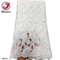 latest african net lace fabric high quality sequins nigerian lace fabrics french tulle lace material for party jns 42