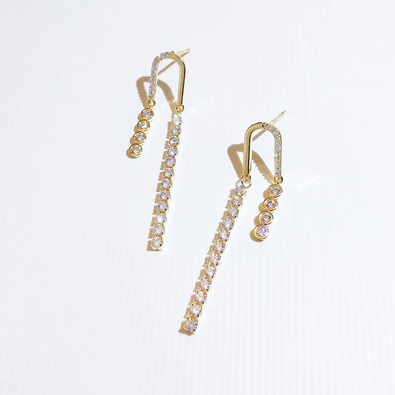 

Fashion Designer Long Earrings Micro Pave Zircon New Jewelry Personality U Shaped Earings Wholesale