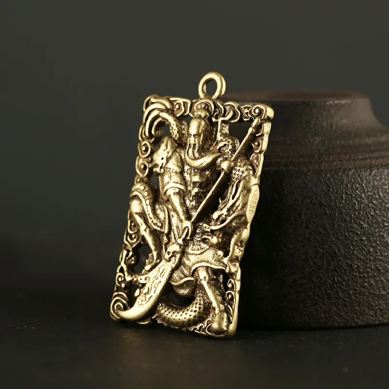 Медный китайский Бог богатства и милитари Гуань Гонг бирка брелок кольцо кулон