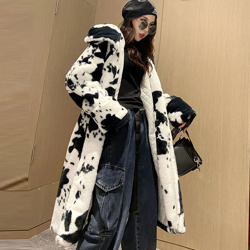 

2021 Winter Loose Thick Warm Hooded Female Jacket Women New Fur Coat Faux Fur Coat Female