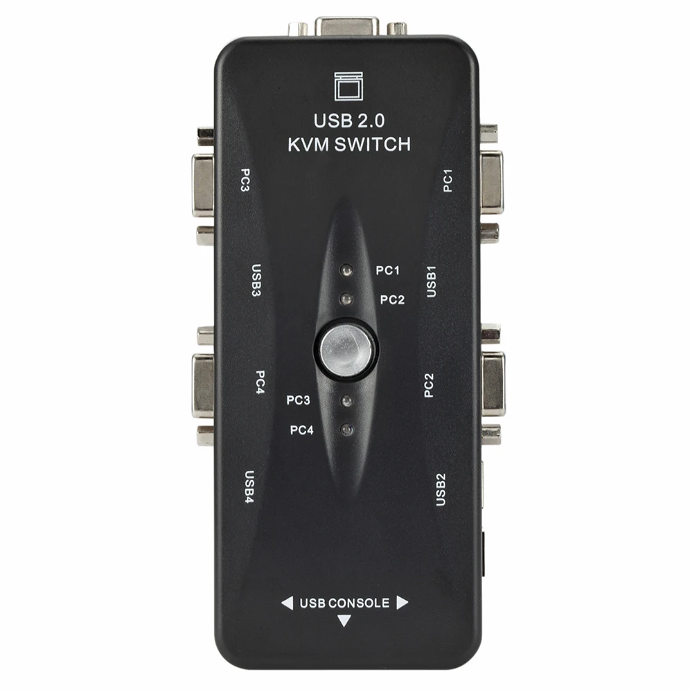 Квм-консоль с 4 портами, USB 2,0, VGA, сплиттер, принтер, мышь, клавиатура, флеш-накопитель, коммутатор с выходом 1920*1440, VGA, адаптер с переключателем