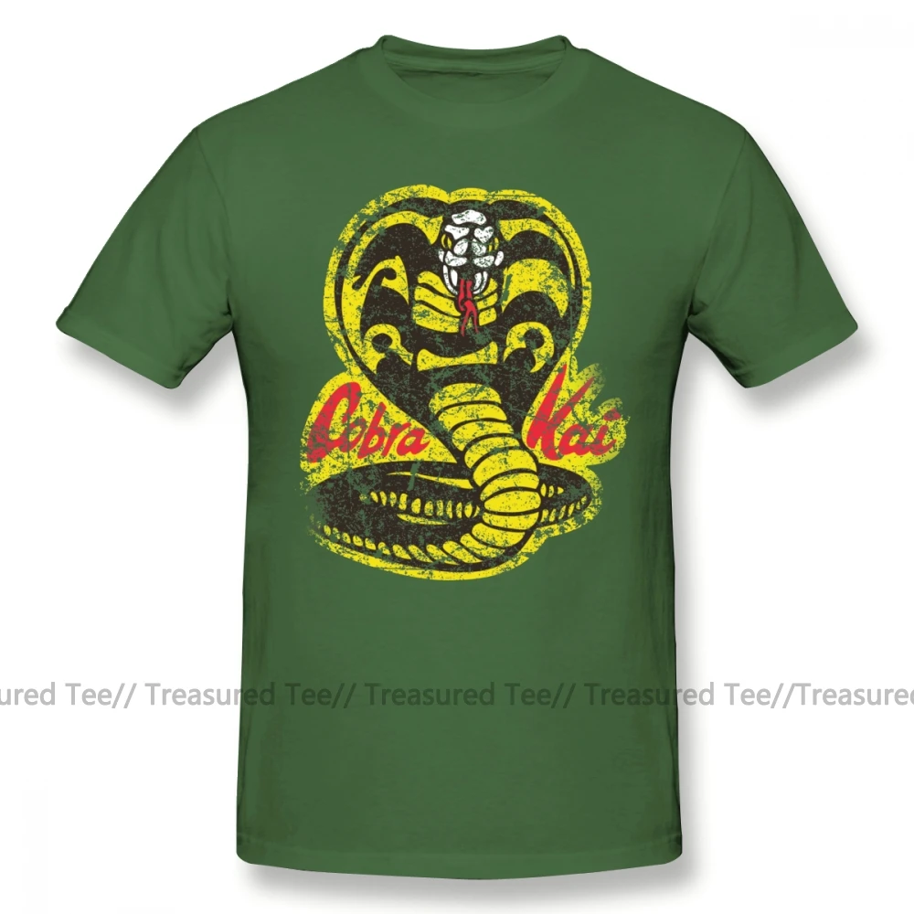 Футболка Cobra Kai, футболка Cobra Kai, футболка с коротким рукавом, свободная футболка, хлопковая классическая мужская забавная Футболка с принтом - Цвет: Army Green