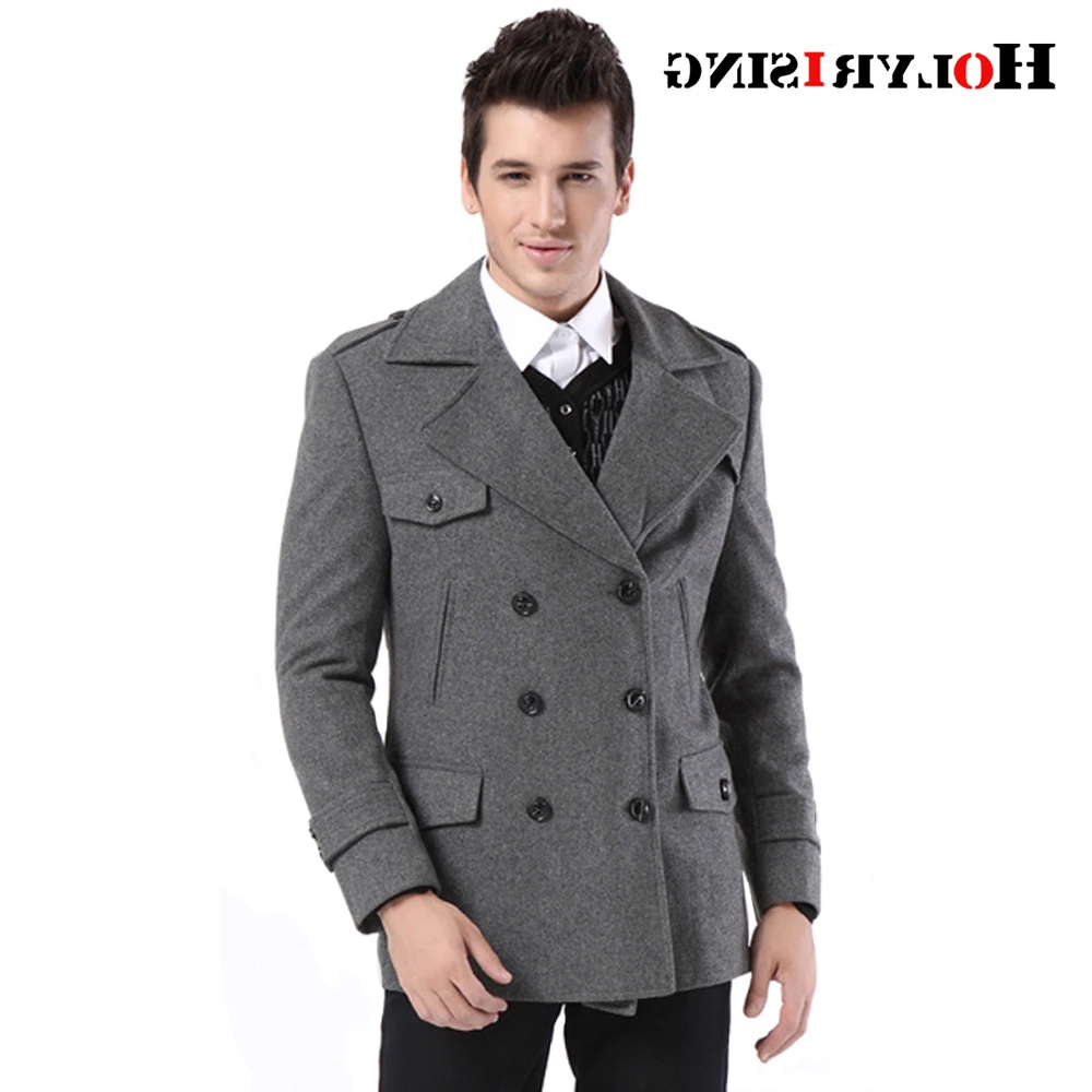 

Мужское повседневное шерстяное пальто, плотное двубортное Мужское пальто, мягкая теплая верхняя одежда, мужская одежда серого цвета 18254-5