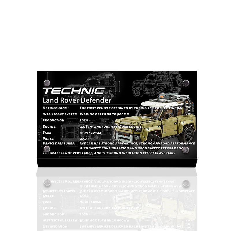 Акриловый стенд для технического оборудования Land Rover Defender 42083 строительные блоки