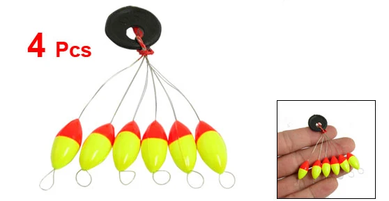 

4 Pcs Yellow Red Plastic 6 in 1 Fishing Bobber Stopper Sz 3