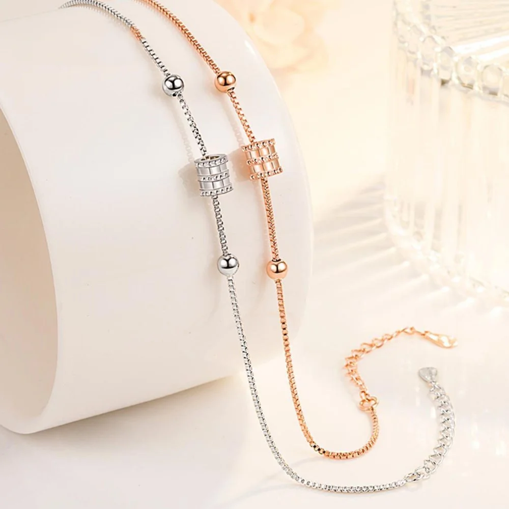 Hot Sale 925 sterling silver new woman fashion jewelry rose gold silver bracelet hot sale ladies bracelet length 18+6CM