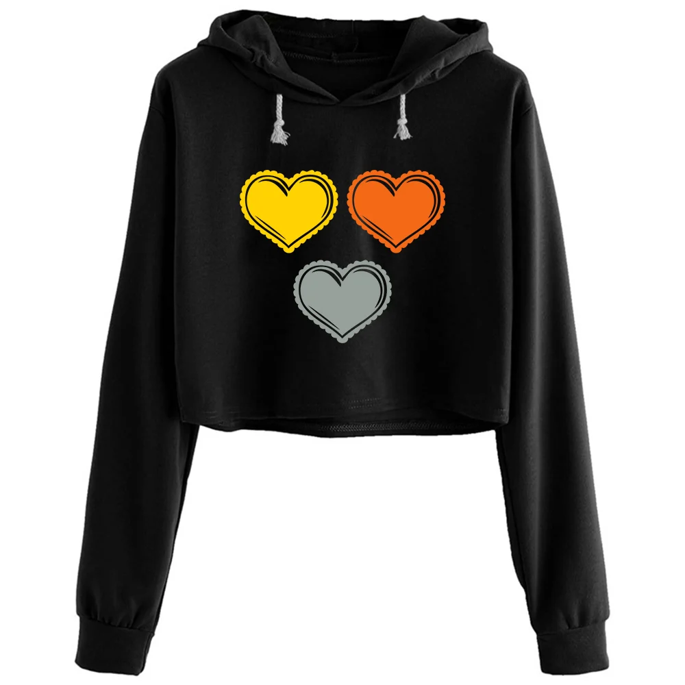 

A Heart Shaped Cake Crop Hoodies Women Kawaii Goth Grunge Harajuku Pullover For Girls