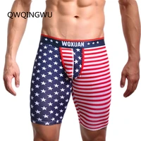 mens underwear short pants slim fit home fitness tights american flag printing underpants man boxers trunk five minutes boxers