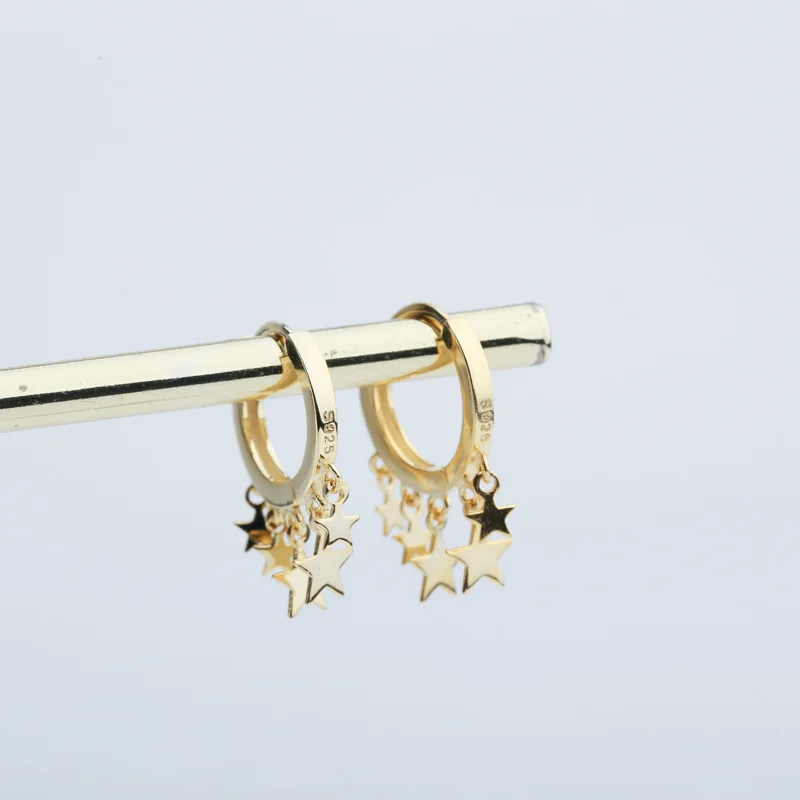 B Gold Color MloveAcc Настоящее 925 пробы серебряные серьги для женщин растительный лист маленькая серьга-кольцо Свадебные серьги Модные ювелирные изделия - Окраска металла: B Gold Color