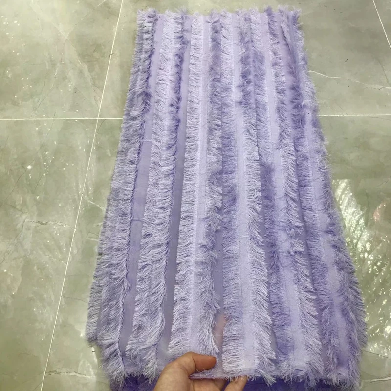 

African Net Lace Fabric 2020 High Quality Deep Color Vertical Stripe Soft Polyester Fabric Velvet For Ladies Daily Dress