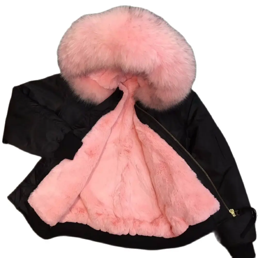 Зимняя уличная Женская куртка-бомбер с капюшоном худи енотом короткое меховое