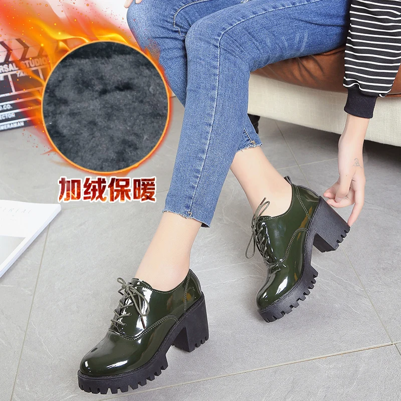 Весна 2021 новый стиль английский модельные туфли для девушек с толстыми и