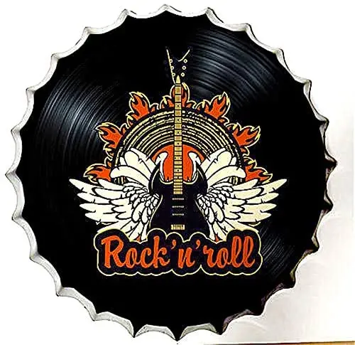 

Королевский жестяной флакон с крышкой, металлический жестяной знак, рок-н-ролл, музыкальная гитара, диаметр 13,8 дюйма, круглые металлические ...