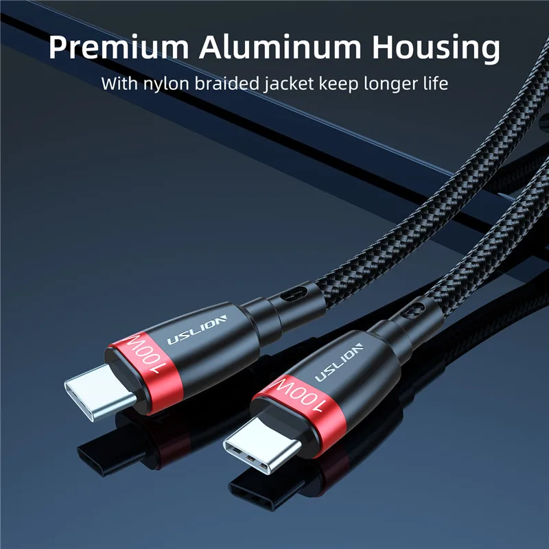 Зарядный кабель USLION USB C к Type для iPhone Honor 30 Pro Quick Charge 4 0 PD 100 Вт MacBook Pro|Кабели