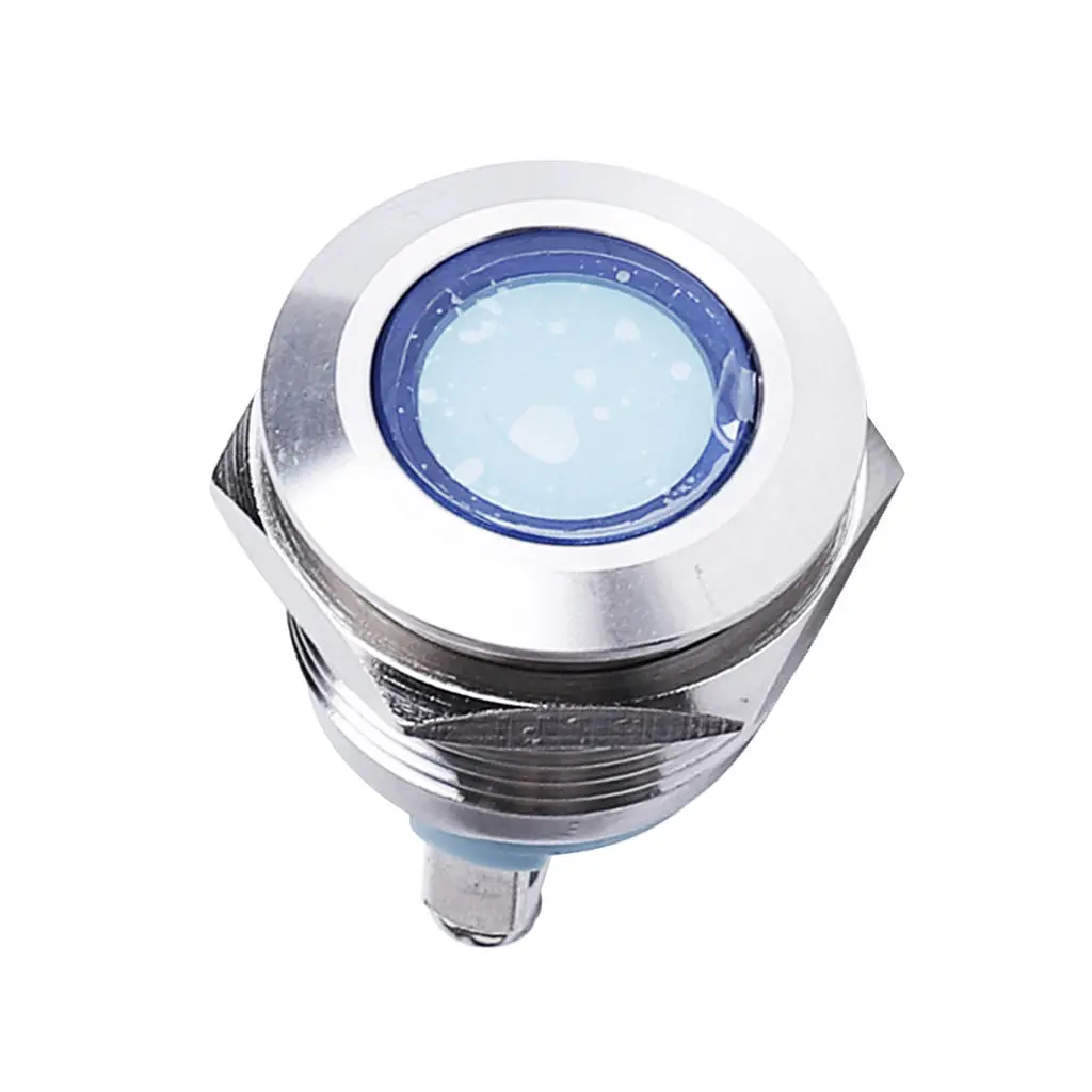 

Металлический индикатор 19 мм 12 В синий светодиод ~ плоская головка винтовая ножка