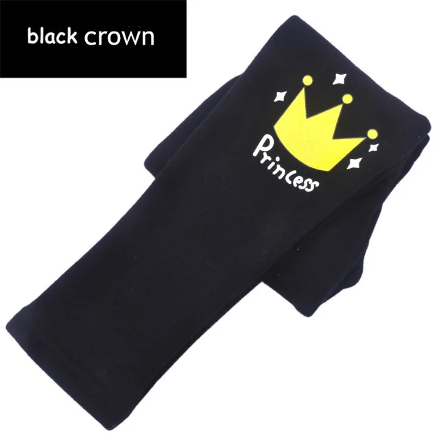 black crown Зимние леггинсы для девочек; плотные теплые штаны; детские длинные брюки; детская облегающая одежда с героями мультфильмов; зимние леггинсы; От 4 до 14 лет для девочек - Цвет: black crown