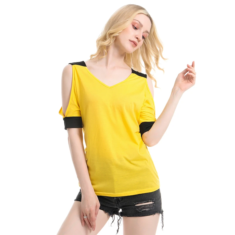 

Womens V-neck Tops Shirt Fashion Casual Off-the-shoulder Summer Short-sleeved Shirt For Lady Camisetas Verano Mujer 2020