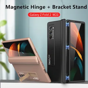 magnetic hinge funda for samsung galaxy z fold 2 case bracket stand hard case for fold 2 magnetic fold case for fold2 w21 color free global shipping
