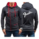 Новинка 2021, Мужская толстовка Bugatti на молнии с логотипом музыкальной гитары, с капюшоном, верхняя одежда в стиле Харадзюку