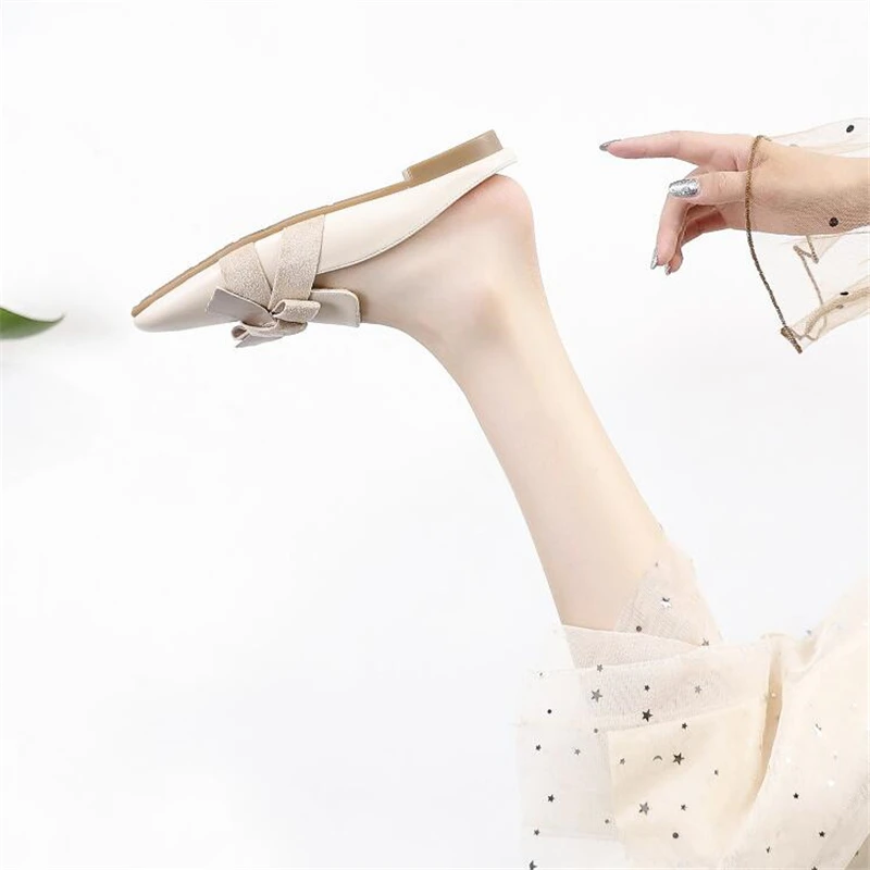 Plus Size Slippers Bow Tie Sandals for Women Flat Comfortable Beach Slippers Women Summer Shoes Woman Elegant Flat Shoes Women