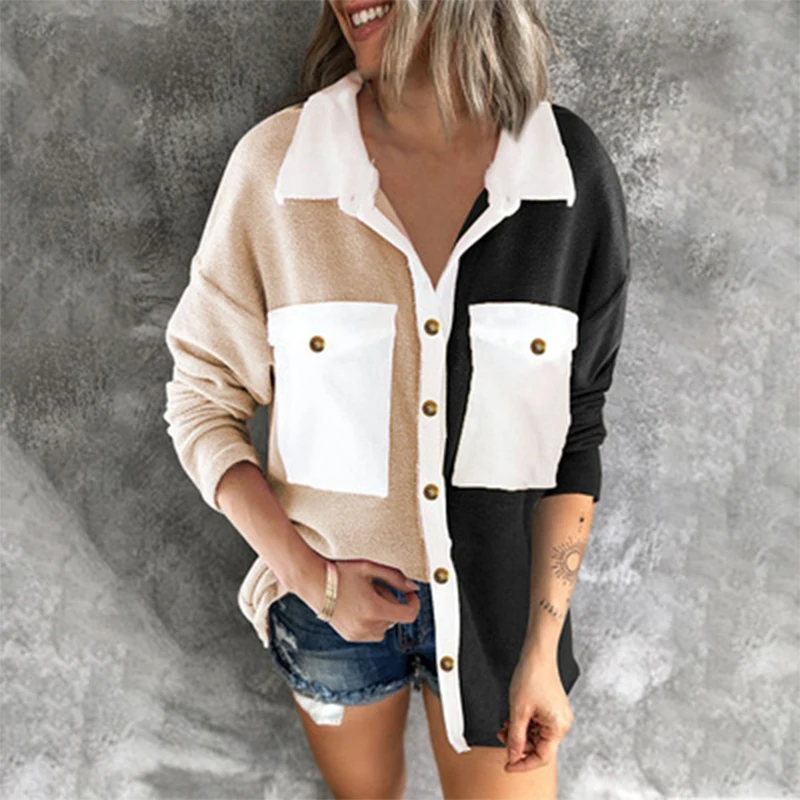 

traf autumn/winter long-sleeved shirt with contrast stitching cardigan jacket for xnwmnz women 2021defacto official shop clothin